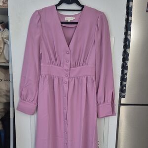 & Other Stories Mauve Button-Front Midi Dress